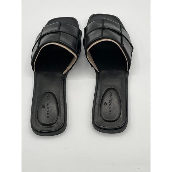 BANDOLINO WOMENS VANELLI SQUARE TOE BLACK CASUAL FLAT FAUX LEATHER SANDALS 9M - Picture 7 of 13